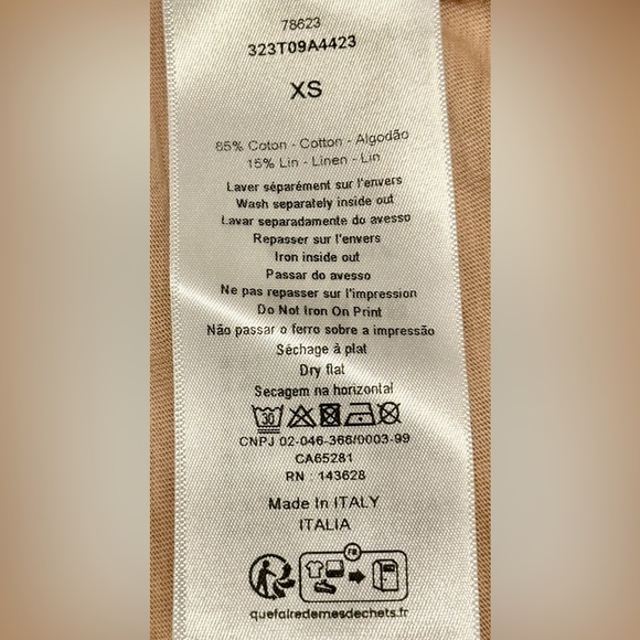 Christian Dior NWT T-Shirt Linen/Cotton Beige SZ:XS RETAIL $820 - Picture 9 of 10